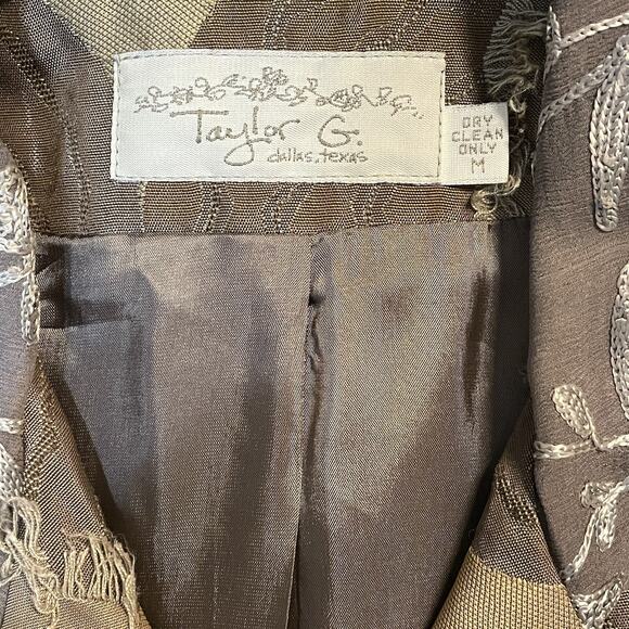 TAYLOR G Dallas Texas size MEDIUM Jacket Embroidered Layered Sleeves USA BRONZE - Picture 12 of 15